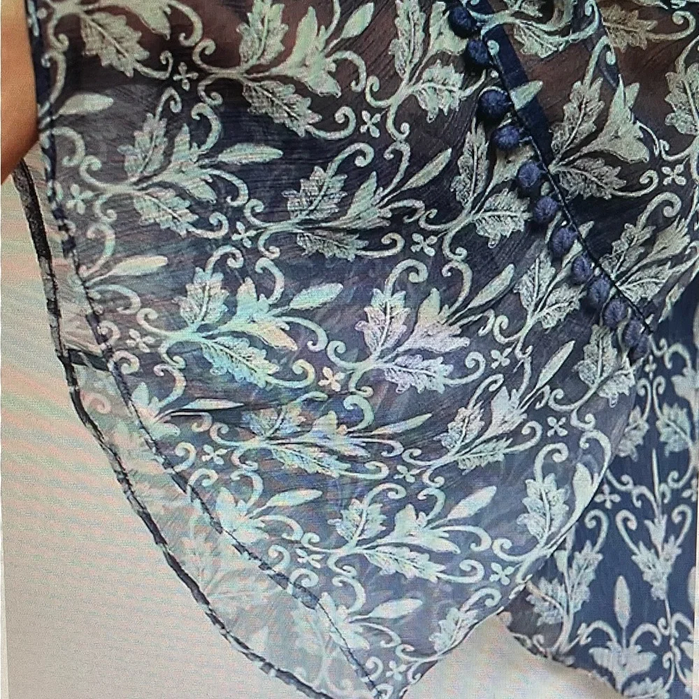 Anthropologie Stevie May Blue Boho Peasant Top Size Medium - Picture 2 of 12